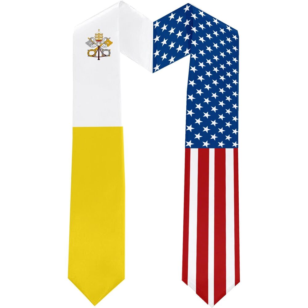 9904 2025 Vatican Flag and USA Flag Graduation Stole Graduation Sash